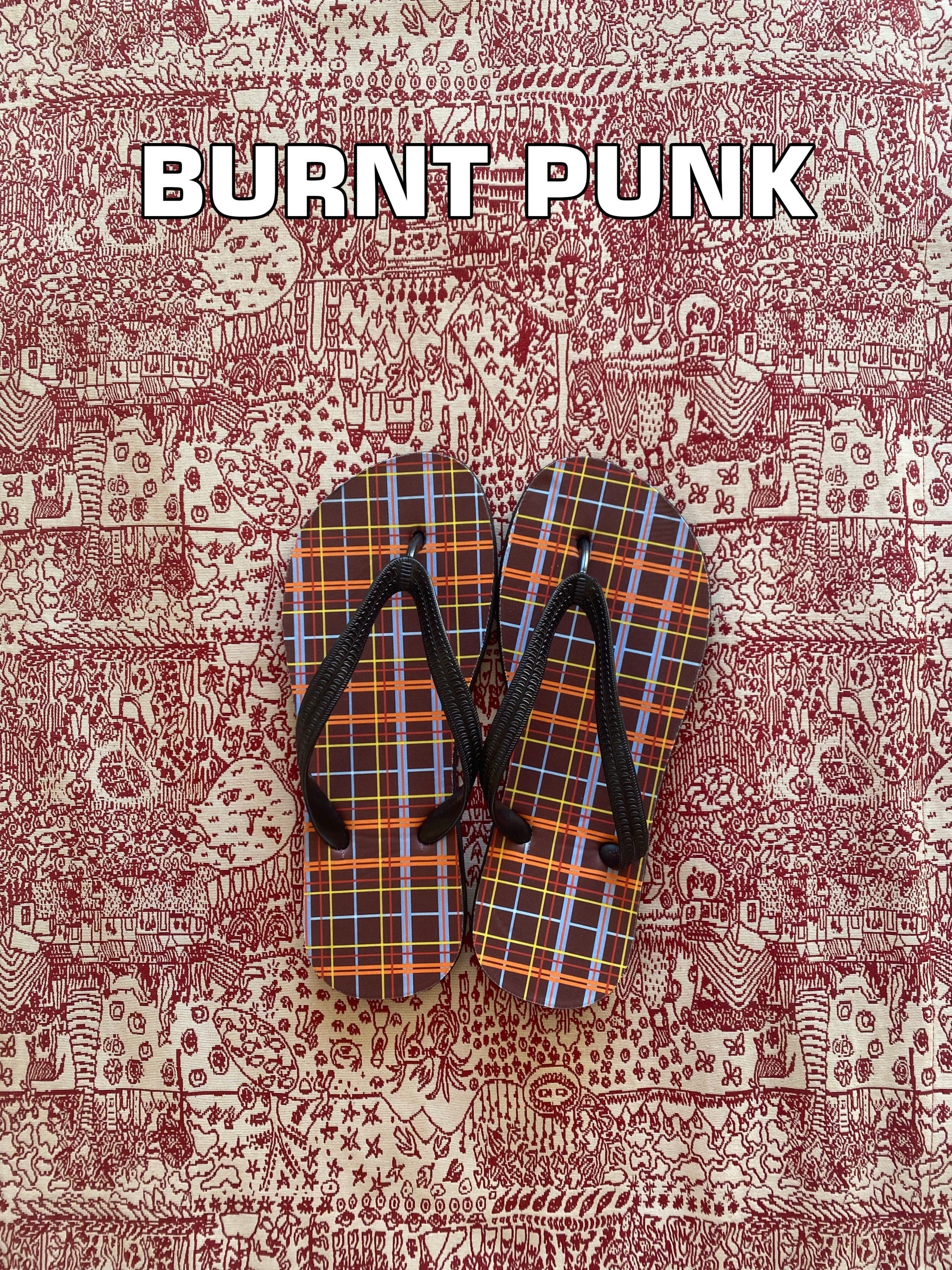 Burnt Punk Plaid Flip-flops